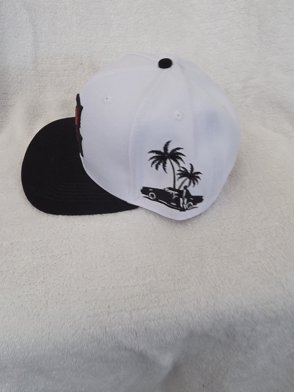 White and Black Palm Tree Snapback Hat - Men's Casual Cap